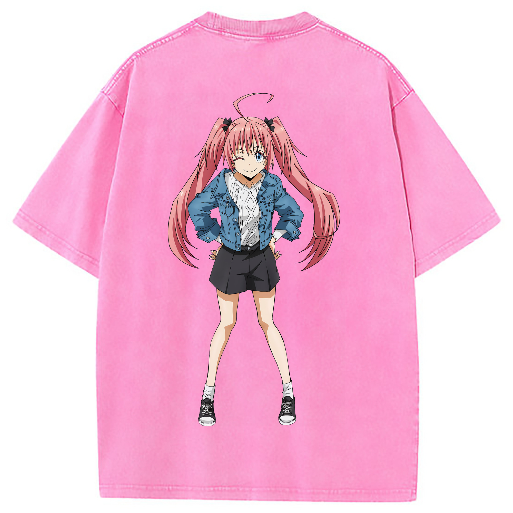 （画像用） 転スラ Regarding Reincarnated to Slime 綿100% ヴィンテージ風 半袖Tシャツ（背面プリント）